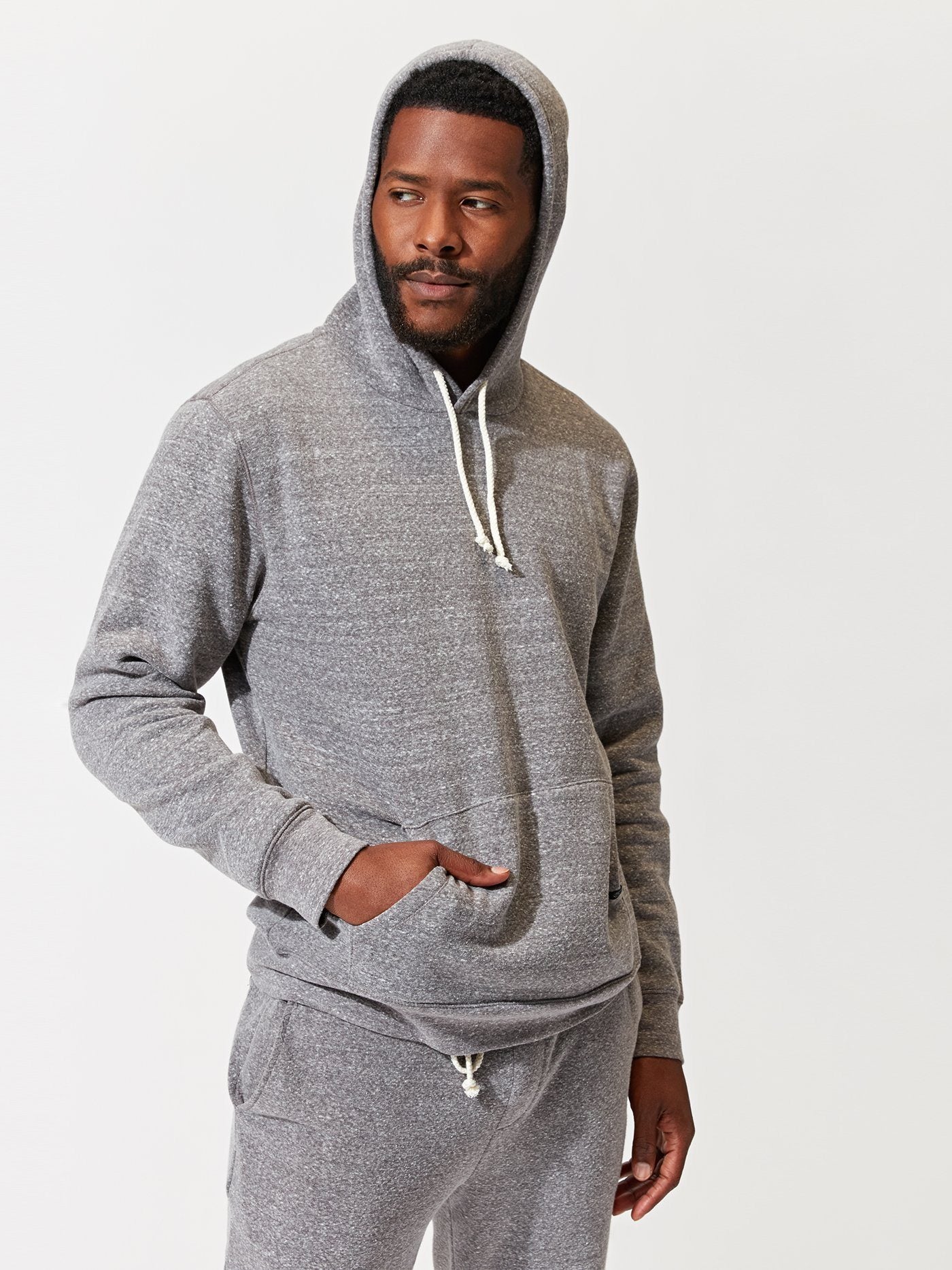 Heather Grey in Threads – Hoodie Triblend Pullover 4 Thought