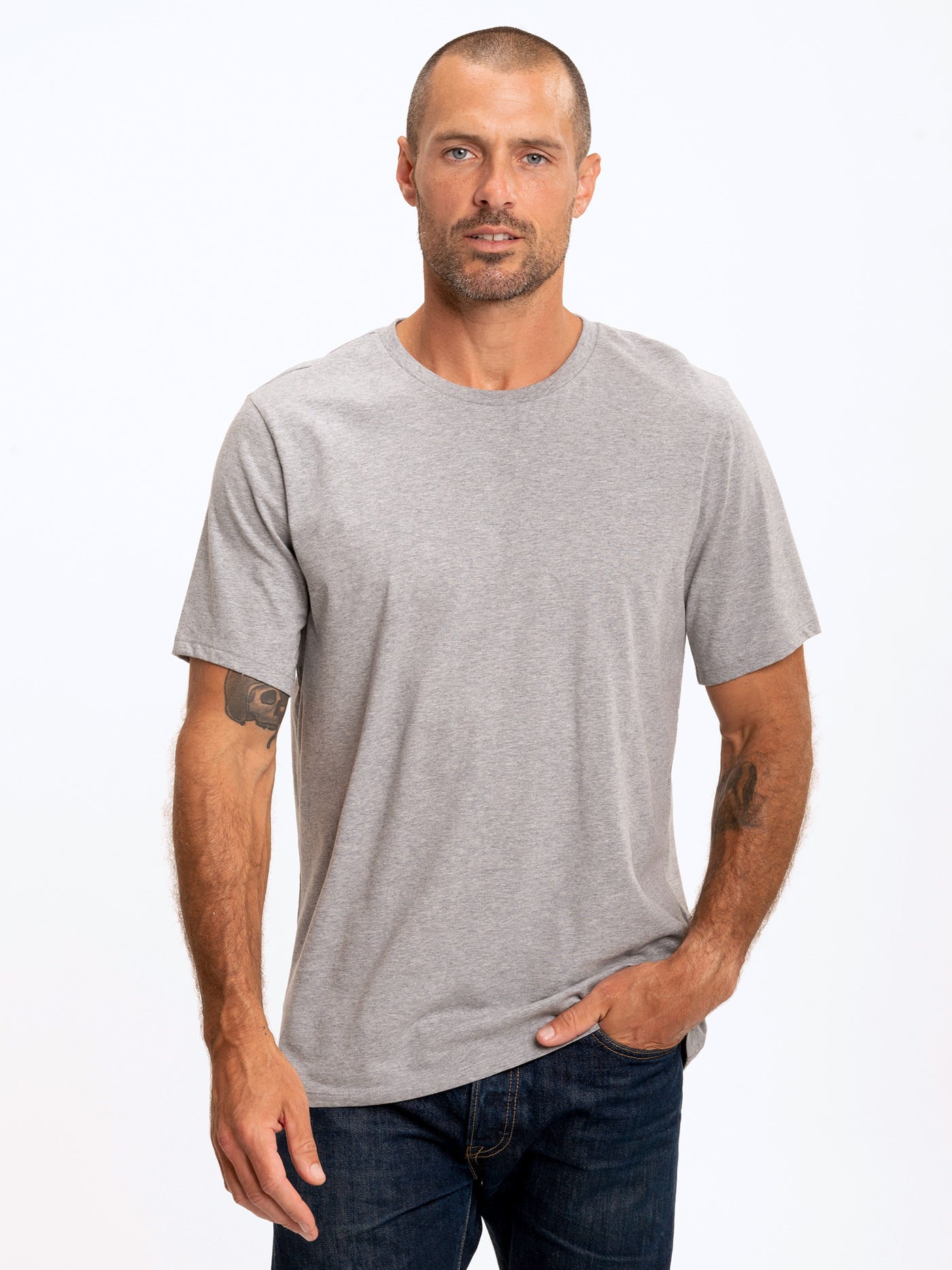 Men's Invincible Short Sleeve Crew in Heather Grey – Threads 4 Thought