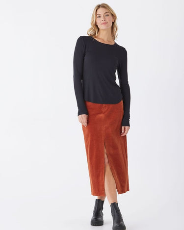 Goldie Stretch Corduroy Midi Skirt Threads 4 Thought 