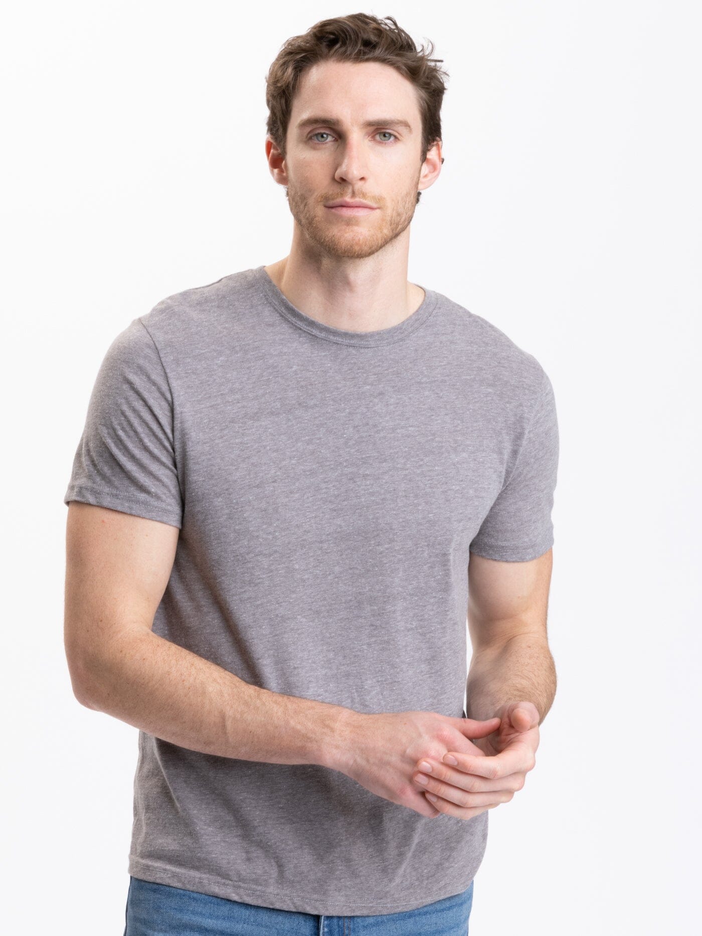 Neck Crew Triblend Thought Heather Threads Tee 4 Grey in –