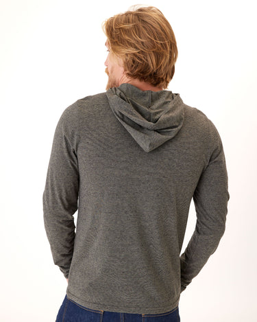 Black Fleck Triblend Henley Hoodie Mens Outerwear Sweatshirt Threads 4 Thought 