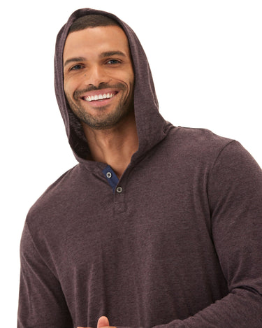 Black Fleck Triblend Henley Hoodie Mens Tops Tshirt Long Henley Threads 4 Thought 