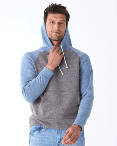 Triblend Fleece Colorblock Raglan Hoodie Mens Outerwear Sweatshirt Threads 4 Thought 