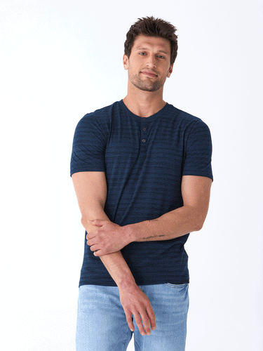 Dirt Road Stripe Henley Mens Tops Tshirt Short Threads 4 Thought 