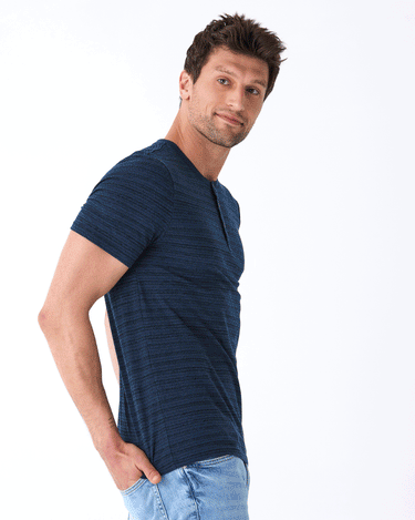 Dirt Road Stripe Henley Mens Tops Tshirt Short Threads 4 Thought 