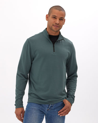 Kace Modal Fleece 1/4-Zip Mock Neck Mens Outerwear Sweatshirt Threads 4 Thought 