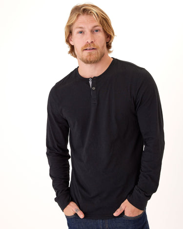 Long Sleeve Triblend 2-Button Henley Mens Tops Tshirt Long Threads 4 Thought 