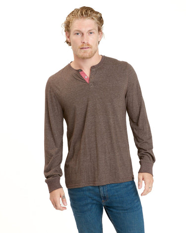 Long Sleeve Triblend 2-Button Henley Mens Tops Tshirt Long Threads 4 Thought 