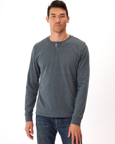 Long Sleeve Triblend 2-Button Henley Mens Tops Tshirt Long Threads 4 Thought 