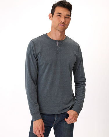 Long Sleeve Triblend 2-Button Henley Mens Tops Tshirt Long Threads 4 Thought 