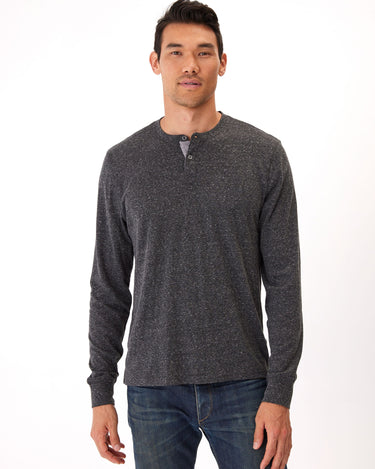 Long Sleeve Triblend 2-Button Henley Mens Tops Tshirt Long Threads 4 Thought 