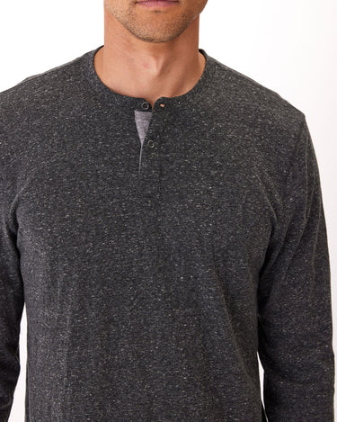 Long Sleeve Triblend 2-Button Henley Mens Tops Tshirt Long Threads 4 Thought 