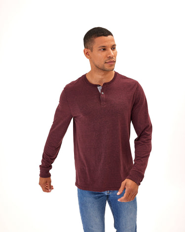 Long Sleeve Triblend 2-Button Henley Mens Tops Tshirt Long Threads 4 Thought 