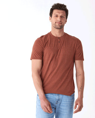 Stripe Triblend Jersey Short Sleeve Henley Mens Tops Tshirt Short Threads 4 Thought 