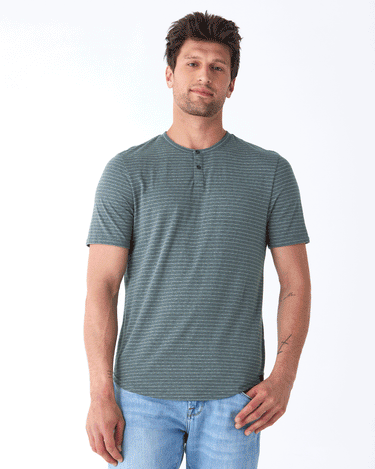 Stripe Triblend Jersey Short Sleeve Henley Mens Tops Tshirt Short Threads 4 Thought 