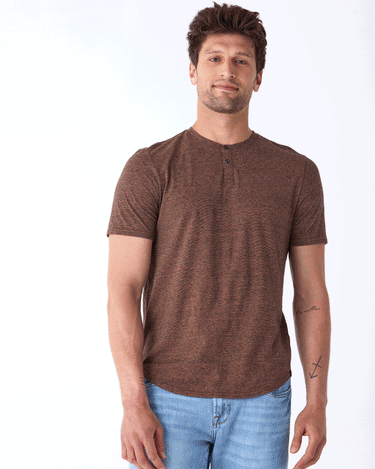 Black Fleck Triblend Henley Mens Tops Tshirt Short Threads 4 Thought 