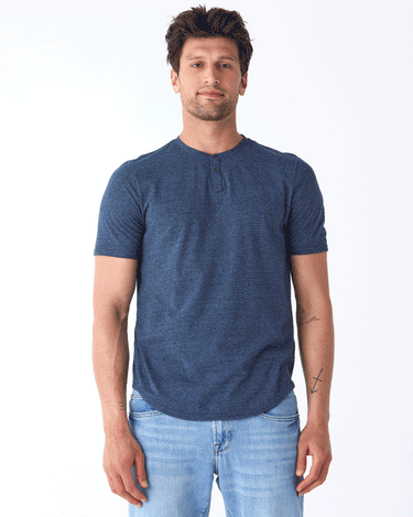 Black Fleck Triblend Henley Mens Tops Tshirt Short Threads 4 Thought 