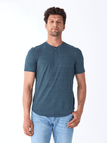 Black Fleck Triblend Henley Mens Tops Tshirt Short Threads 4 Thought 