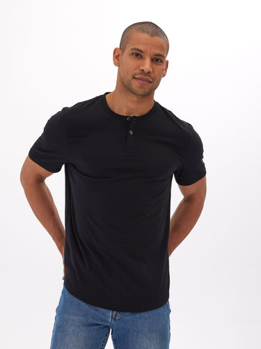 Baseline Triblend 2-Button SS Henley Mens Tops Tshirt Short Threads 4 Thought 