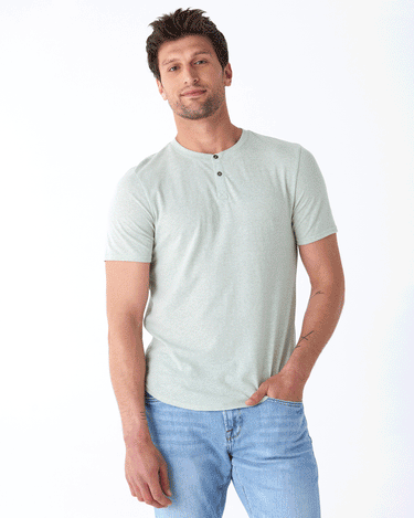 Baseline Triblend 2-Button SS Henley Mens Tops Tshirt Short Threads 4 Thought 