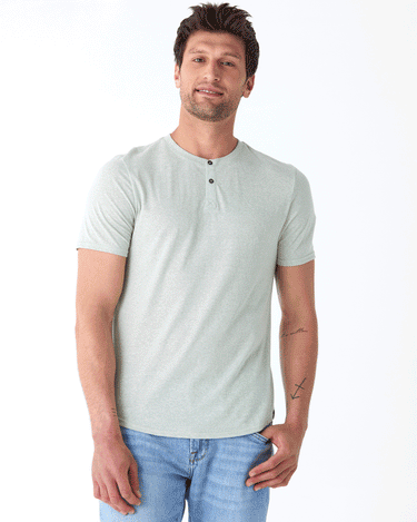 Baseline Triblend 2-Button SS Henley Mens Tops Tshirt Short Threads 4 Thought 