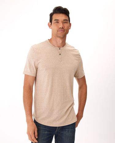 Baseline Triblend 2-Button SS Henley Mens Tops Tshirt Short Threads 4 Thought 