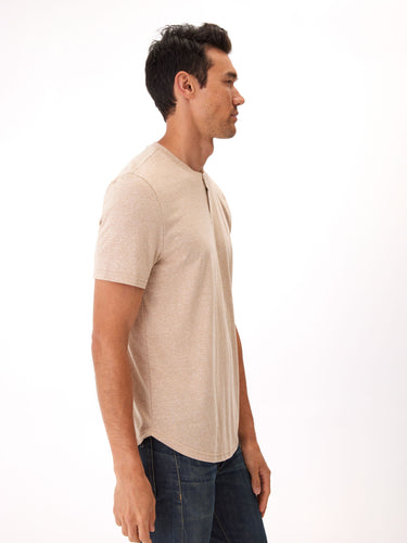 Baseline Triblend 2-Button SS Henley Mens Tops Tshirt Short Threads 4 Thought 