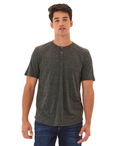 Baseline Short Sleeve Triblend Henley Mens Tops Tshirt Short Henley Threads 4 Thought 