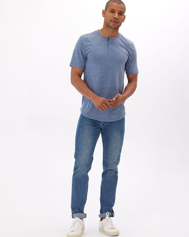 Baseline Triblend 2-Button SS Henley Mens Tops Tshirt Short Threads 4 Thought 