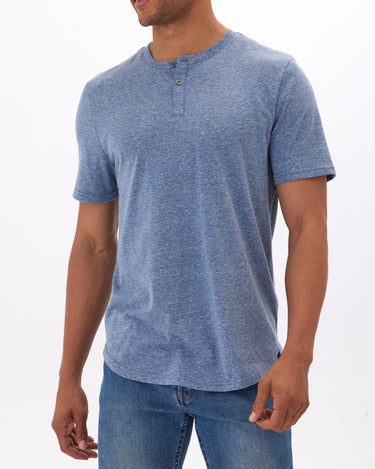 Baseline Triblend 2-Button SS Henley Mens Tops Tshirt Short Threads 4 Thought 