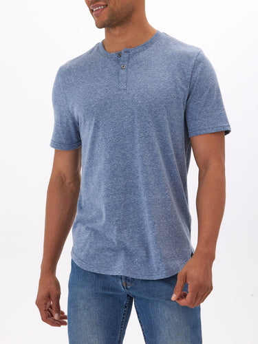 Baseline Triblend 2-Button SS Henley Mens Tops Tshirt Short Threads 4 Thought 