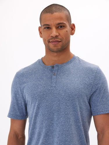 Baseline Triblend 2-Button SS Henley Mens Tops Tshirt Short Threads 4 Thought 