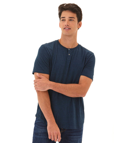 Baseline Short Sleeve Triblend Henley Mens Tops Tshirt Short Henley Threads 4 Thought 