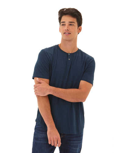 Baseline Short Sleeve Triblend Henley Mens Tops Tshirt Short Henley Threads 4 Thought 