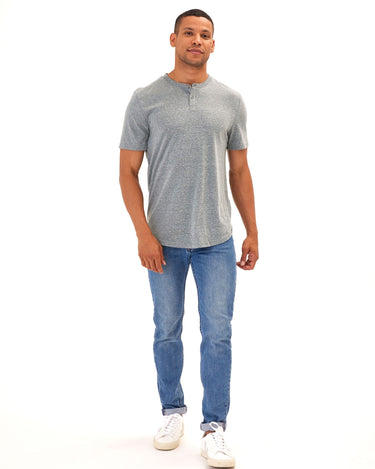 Baseline Triblend 2-Button SS Henley Mens Tops Tshirt Short Threads 4 Thought 