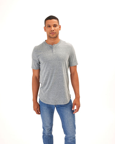 Baseline Triblend 2-Button SS Henley Mens Tops Tshirt Short Threads 4 Thought 