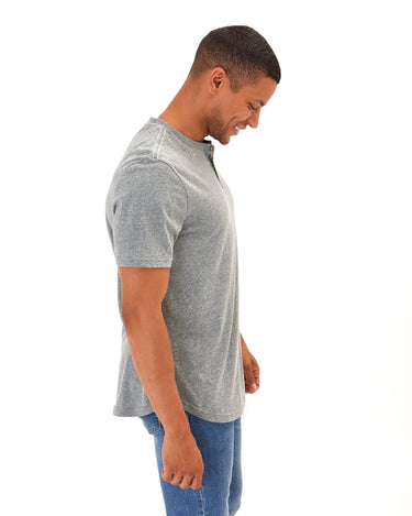 Baseline Triblend 2-Button SS Henley Mens Tops Tshirt Short Threads 4 Thought 