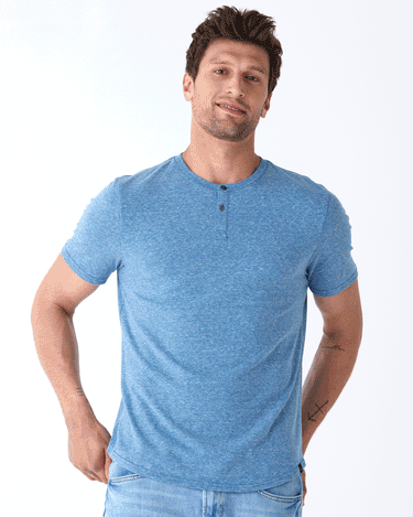 Baseline Triblend 2-Button SS Henley Mens Tops Tshirt Short Threads 4 Thought 