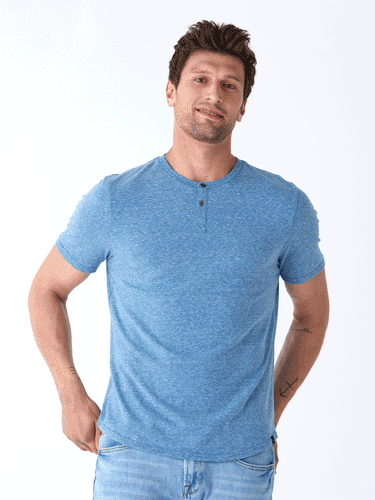 Baseline Triblend 2-Button SS Henley Mens Tops Tshirt Short Threads 4 Thought 