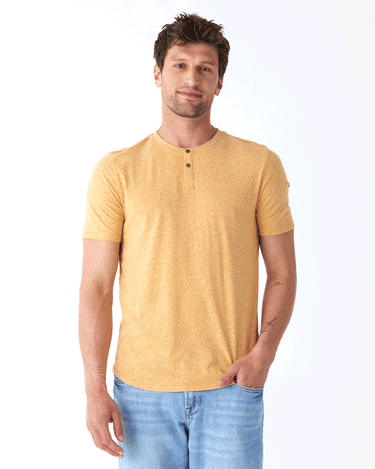 Baseline Triblend 2-Button SS Henley Mens Tops Tshirt Short Threads 4 Thought 