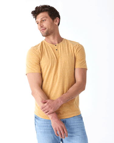 Baseline Triblend 2-Button SS Henley Mens Tops Tshirt Short Threads 4 Thought 