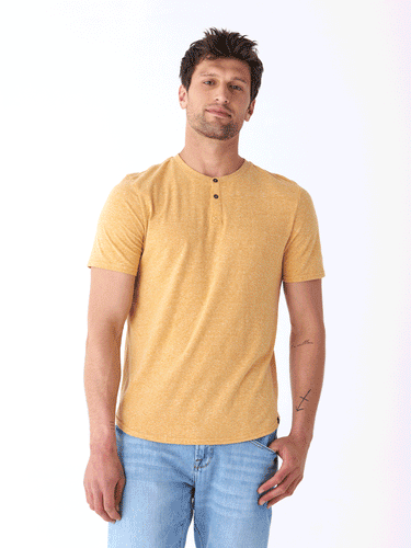 Baseline Triblend 2-Button SS Henley Mens Tops Tshirt Short Threads 4 Thought 