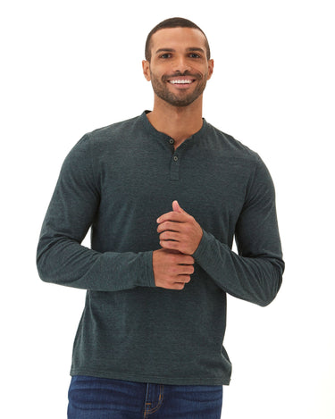 Braeden Black Fleck LS Triblend Henley Mens Tops Tshirt Long Henley Threads 4 Thought 