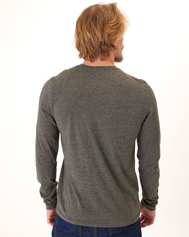 Braeden Black Fleck Long Sleeve Triblend Henley Mens Tops Tshirt Long Threads 4 Thought 