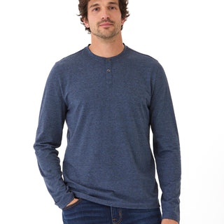 Braeden Black Fleck Long Sleeve Triblend Henley Mens Tops Tshirt Long Henley Threads 4 Thought 