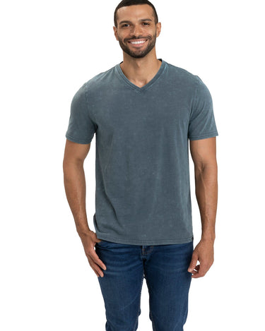 Mineral Wash Jersey V-Neck Tee Mens Tops Tshirt Short Threads 4 Thought 