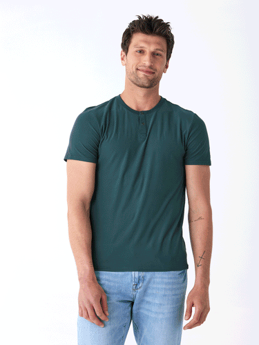 Frederick Luxe Jersey 2 Button Henley Mens Tops Tshirt Short Threads 4 Thought 