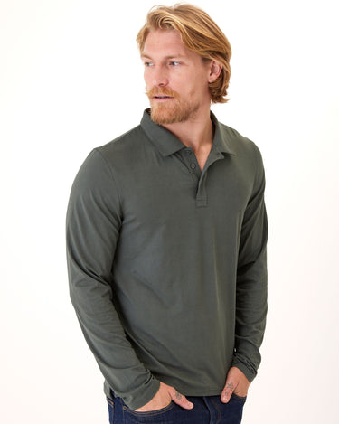 Luxe Jersey Long Sleeve Polo Mens Tops Tshirt Long Threads 4 Thought 