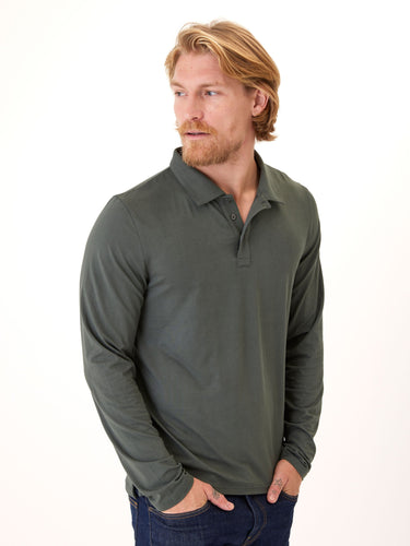 Luxe Jersey Long Sleeve Polo Mens Tops Tshirt Long Threads 4 Thought 