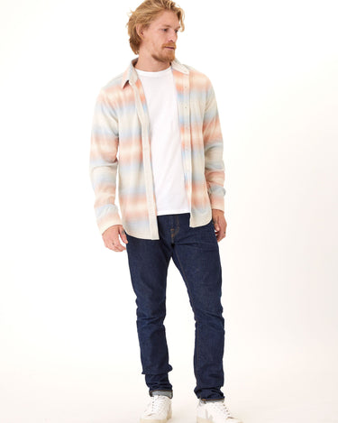 Mika Yarn Dye Stripe Triblend Terry Button-Down Shirt Mens Outerwear Sweatshirt Threads 4 Thought 